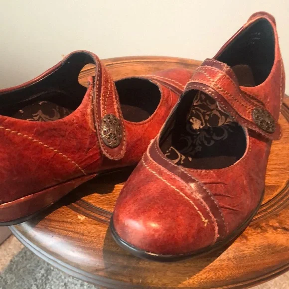 Aetrex Brown Leather Flats Topstitching EUC - Picture 4 of 16